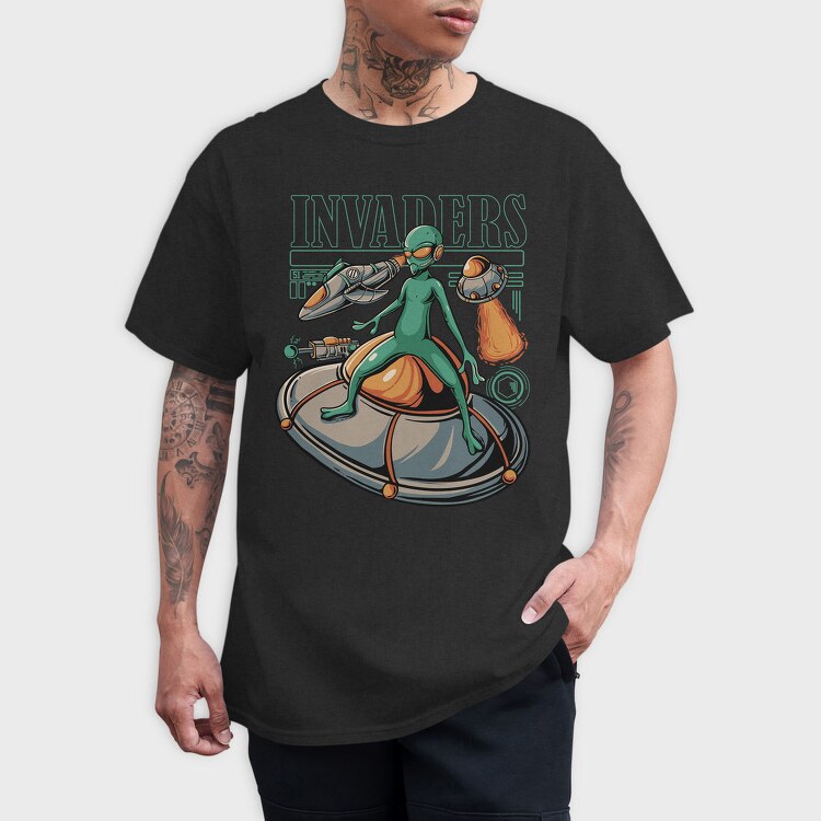 Alien Invasion, Tricou Barbati (Unisex)