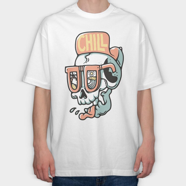 Chill Skull Vibes, Tricou Oversize Barbati (Unisex)