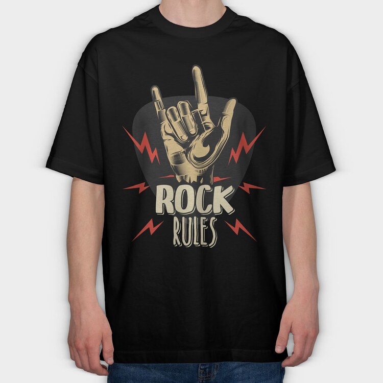 Rock On Rules, Tricou Oversize Barbati (Unisex)