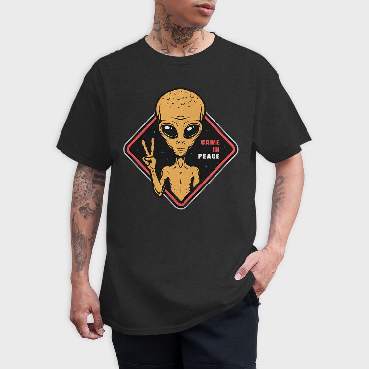 Alien Peace Sign, Tricou Barbati (Unisex)