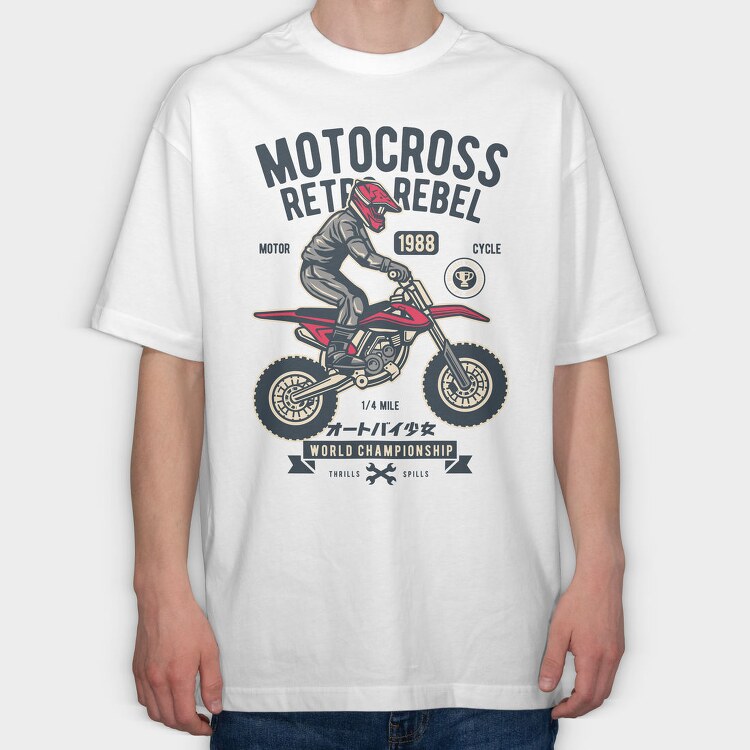 Motocross Rebel Race, Tricou Oversize Barbati (Unisex)