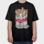 Cigarette Cat Warning, Tricou Oversize Barbati (Unisex)