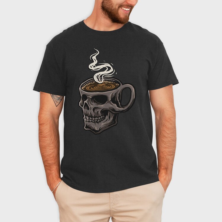 Skull Coffee Steamer, Tricou Barbati (Unisex)