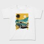 Classic Car Palm Trees Sun Sea City, Tricou Copii