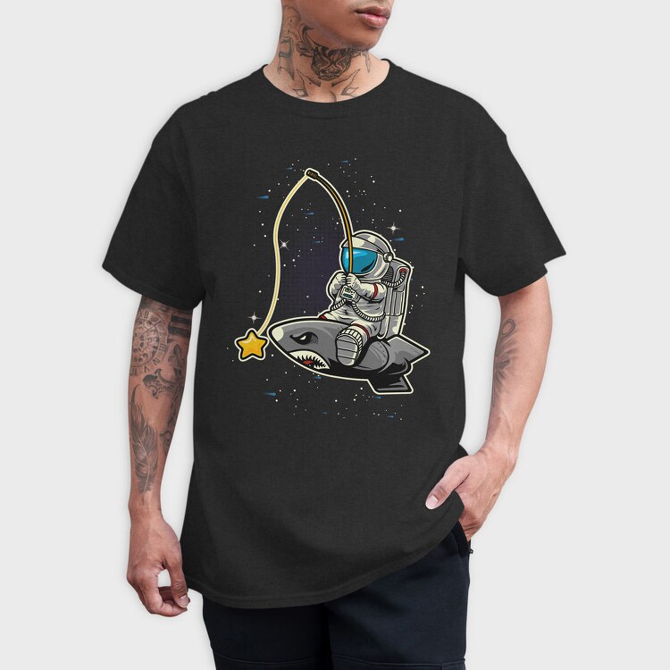 Astronaut Shark Space, Tricou Barbati (Unisex)