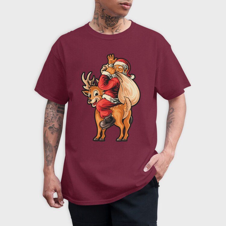 Santa Reindeer Hug, Tricou Barbati (Unisex)