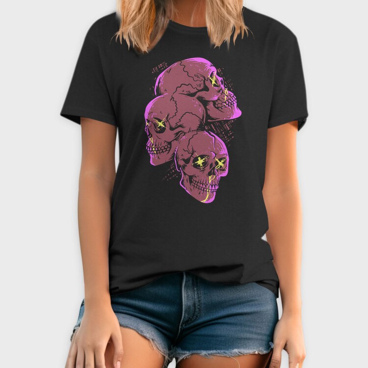 Skull Neon Scream, Tricou Barbati (Unisex)