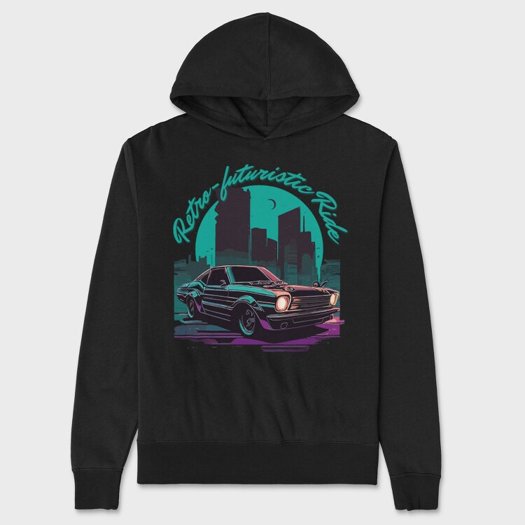 Retro Futuristic Ride Iconic Japanese Car Vaporwave, Hanorac Oversize Barbati (Unisex)