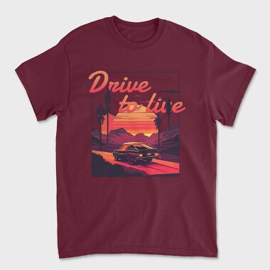 Car on Scenic Road Beautiful Sunset, Tricou Barbati (Unisex)