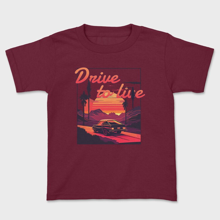 Car on Scenic Road Beautiful Sunset, Tricou Copii