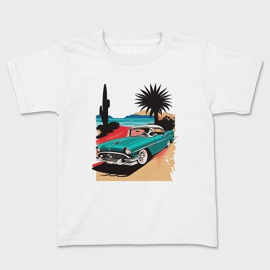 Classic Car Beach Sunset Trees, Tricou Copii