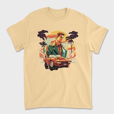 Classic Car Convertible Man Trees, Tricou Barbati (Unisex)