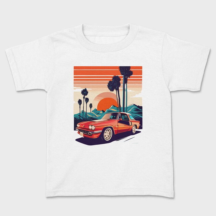 Classic Car Convertible With Mountains and Trees, Tricou Copii