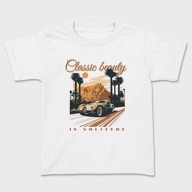 Classic Sports Car Road Mountains Palm Vintage, Tricou Copii