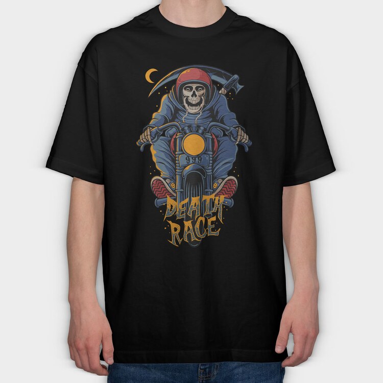 Death Race Skull, Tricou Oversize Barbati (Unisex)