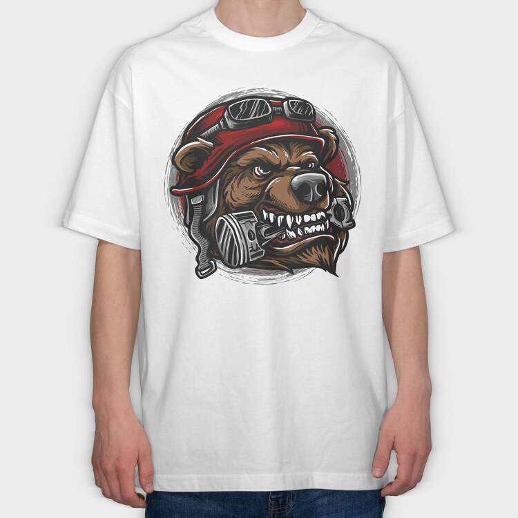 Bear Biker Roar, Tricou Oversize Barbati (Unisex)