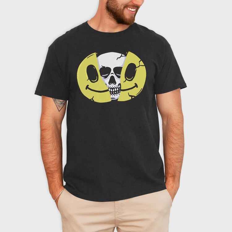 Skull Smiley, Tricou Barbati (Unisex)