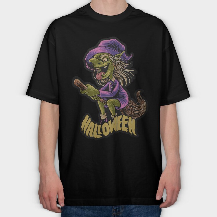 Halloween Witch Broom, Tricou Oversize Barbati (Unisex)