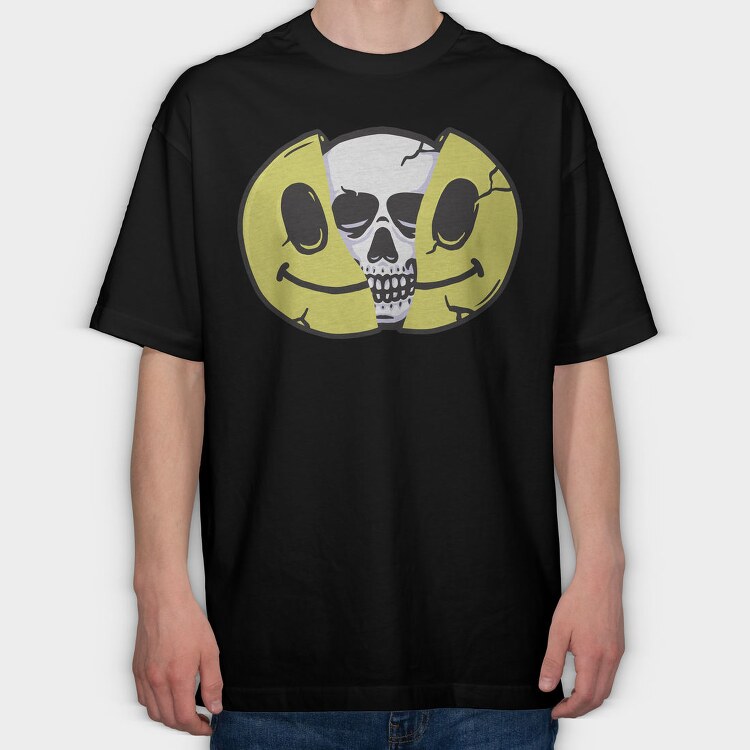 Skull Smiley, Tricou Oversize Barbati (Unisex)