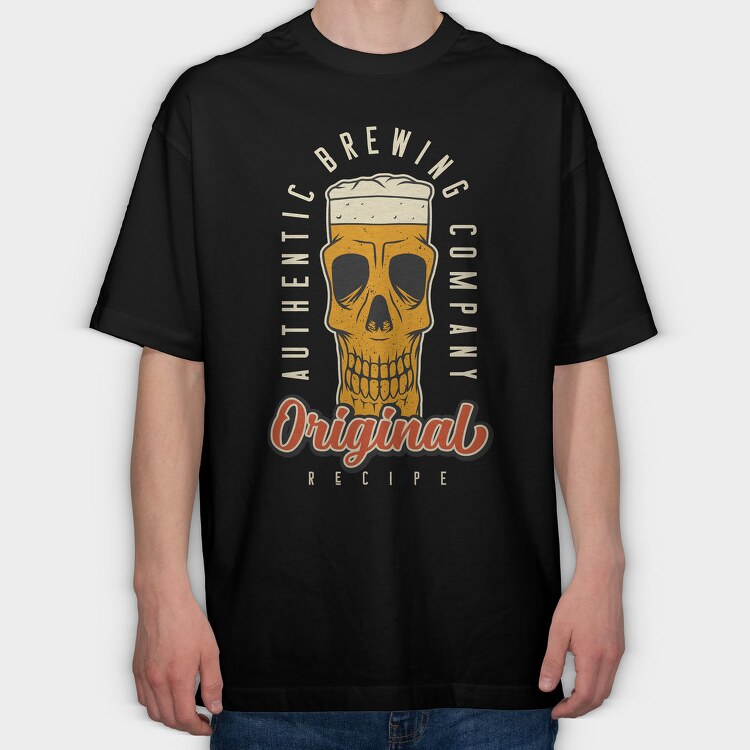 Beer Skull Original, Tricou Oversize Barbati (Unisex)