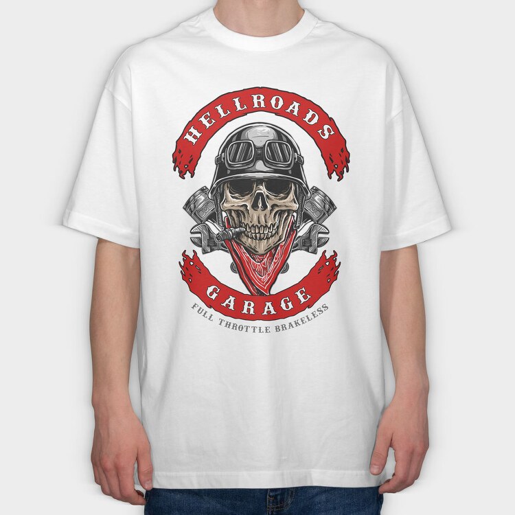 Hellroads Garage, Tricou Oversize Barbati (Unisex)