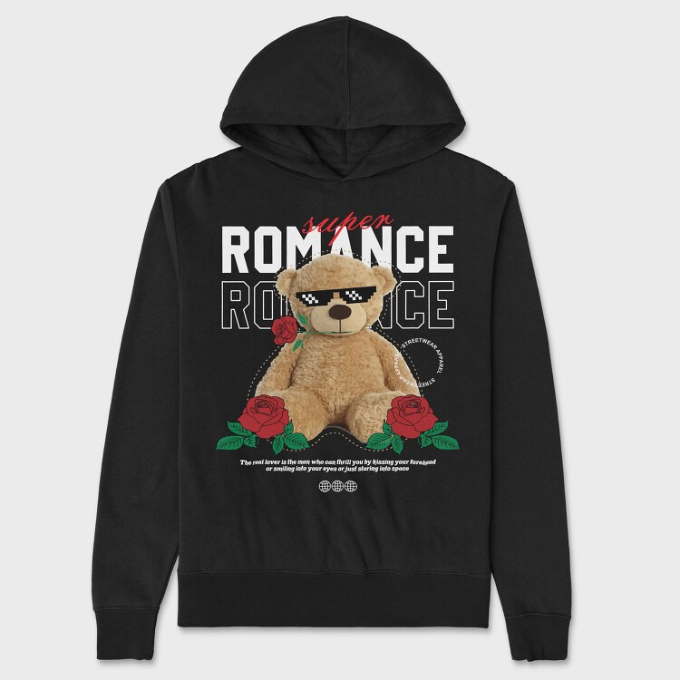 Romance Bear, Hanorac Oversize Barbati (Unisex)