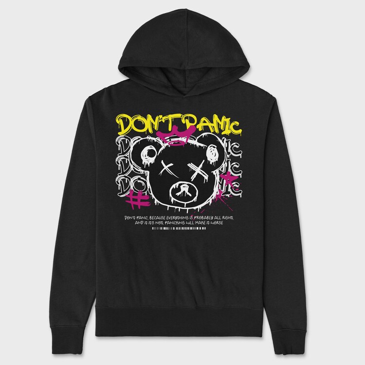 Dont Panic Bear, Hanorac Oversize Barbati (Unisex)