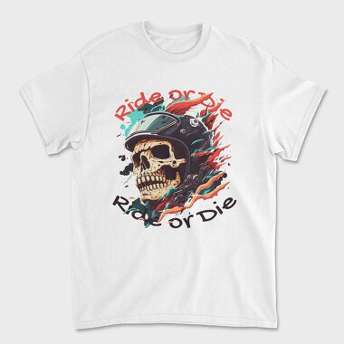 Tricou Barbati (Unisex), Motorcycle Helmet Skull Ride or Die