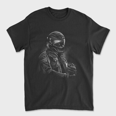 Tricou Barbati (Unisex), Helmet Rider Monochrome Portrait