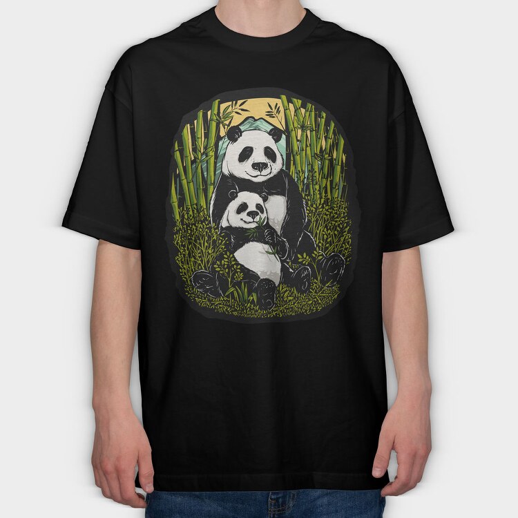 Panda Bamboo Paradise, Tricou Oversize Barbati (Unisex)