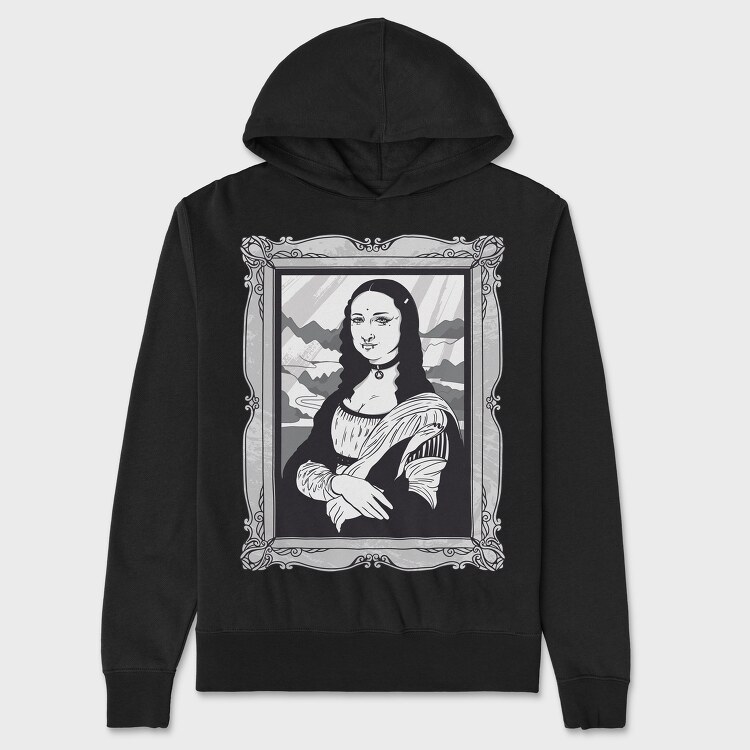 Gothic Mona Lisa, Hanorac Oversize Barbati (Unisex)