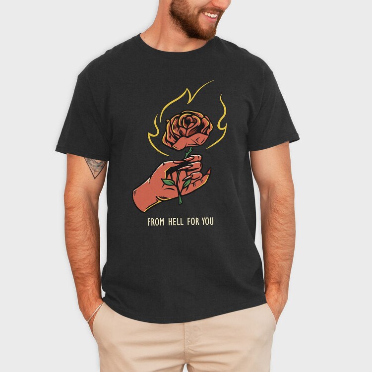 Burning Rose Hand, Tricou Barbati (Unisex)
