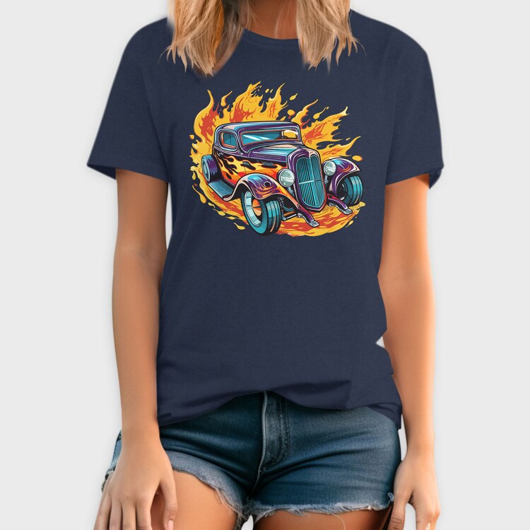 Flame Hotrod Old Car, Tricou Barbati (Unisex)