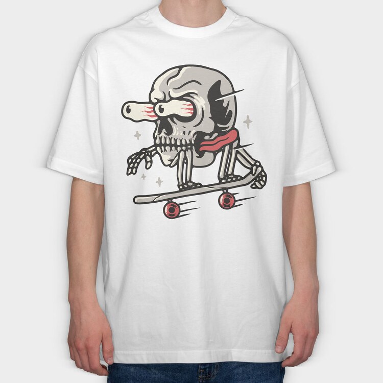 Skateboarding Skull 1, Tricou Oversize Barbati (Unisex)
