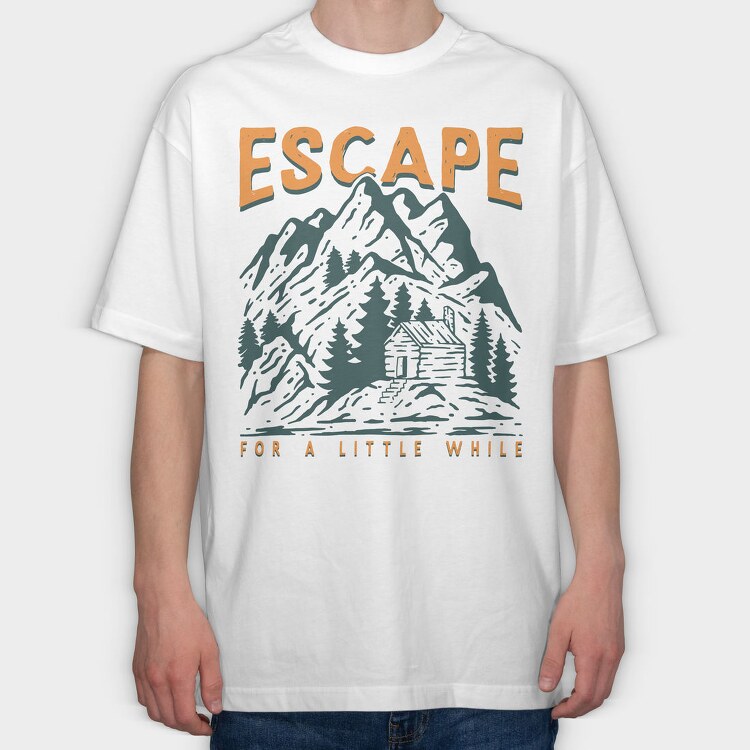 Escape Cabin Mountain, Tricou Oversize Barbati (Unisex)