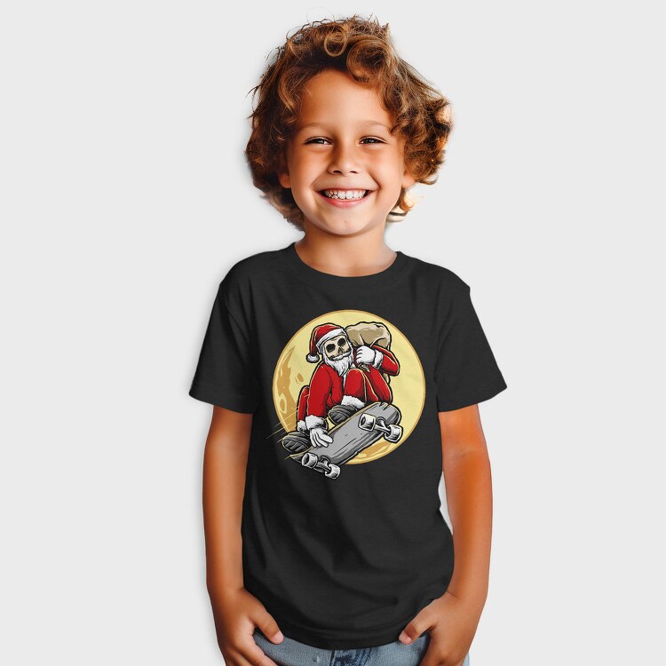 Skateboarding Skull Santa, Tricou Copii