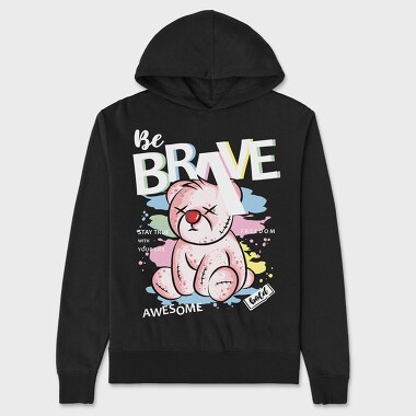 Brave Pink Teddy Bear, Hanorac Oversize Barbati (Unisex)