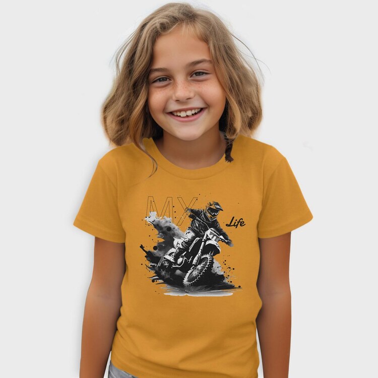 Motocross Rider Kicking Up Dirt Mx Life, Tricou Copii
