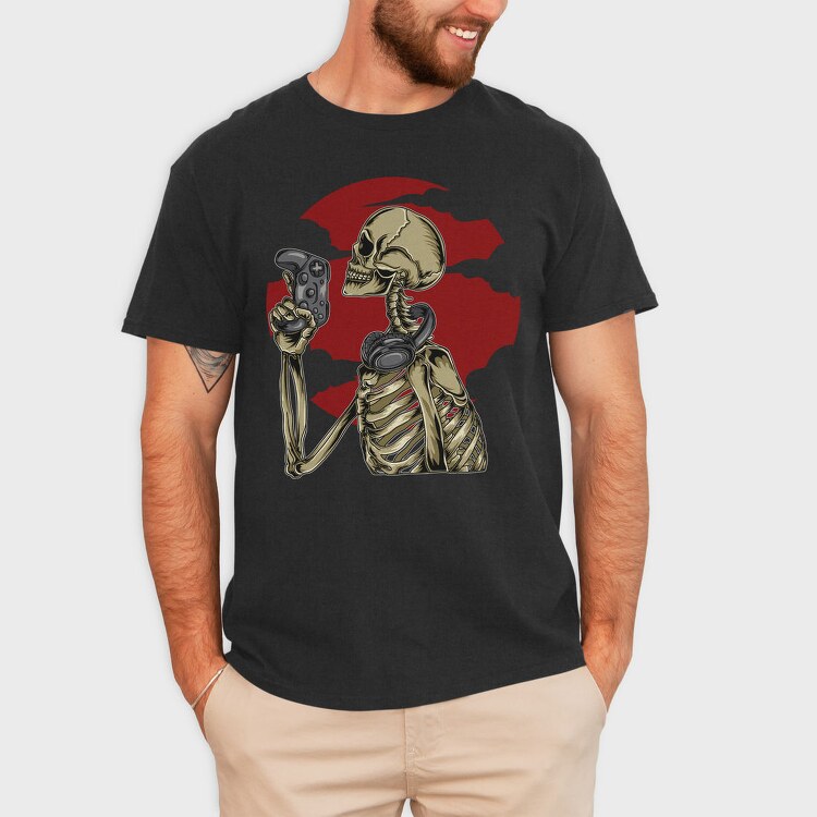 Skeleton Gamer, Tricou Barbati (Unisex)