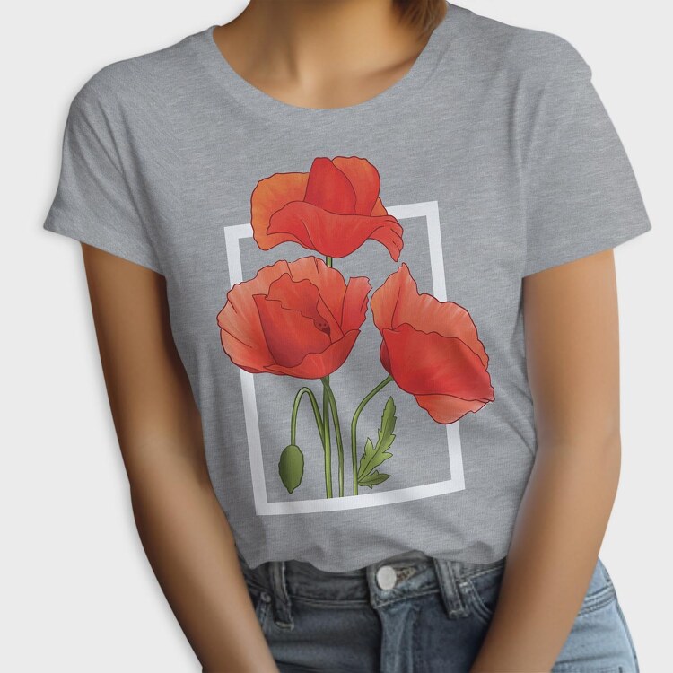 Watercolor Poppies, Tricou Femei