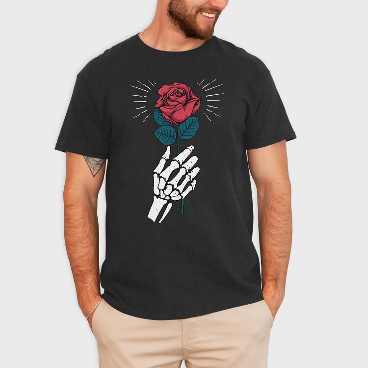 Skeleton Rose, Tricou Barbati (Unisex)