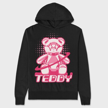 Pink Teddy Bear, Hanorac Oversize Barbati (Unisex)