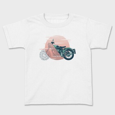 Vintage Geometric Motorbike, Tricou Copii