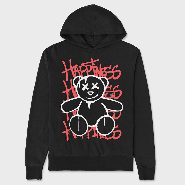 Happiness Teddy Bear, Hanorac Oversize Barbati (Unisex)