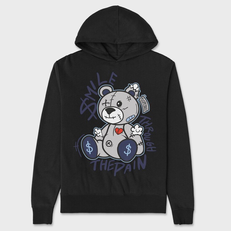 Smile Through the Pain Teddy Bear, Hanorac Oversize Barbati (Unisex)