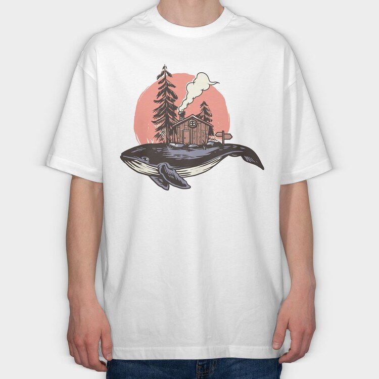 Whale Cabin Smoke, Tricou Oversize Barbati (Unisex)