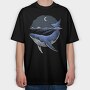 Whale Moon Night, Tricou Oversize Barbati (Unisex)