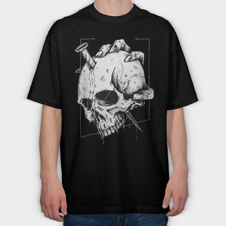 Skull Teeth Grin, Tricou Oversize Barbati (Unisex)