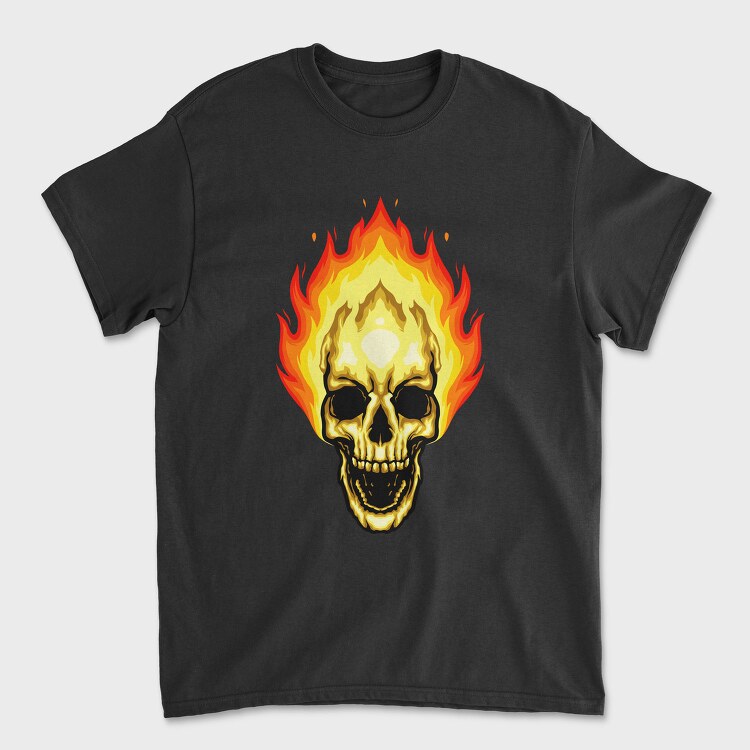Flaming Skull, Tricou Barbati (Unisex)