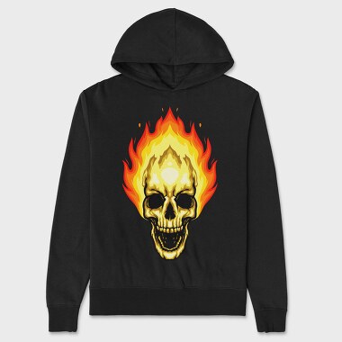 Flaming Skull, Hanorac Oversize Barbati (Unisex)